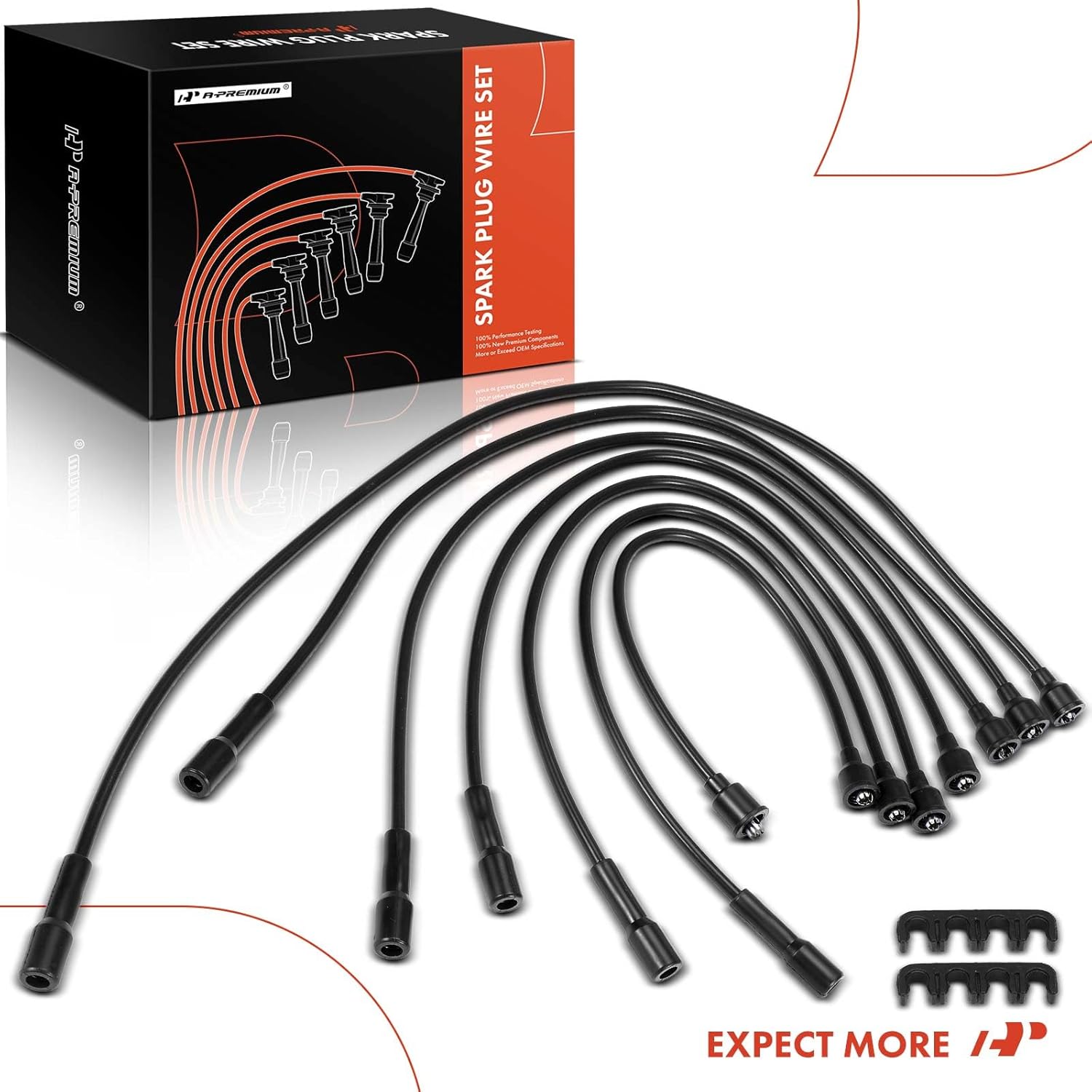 A-Premium Ignition Spark Plug Wires Set of 7 Compatible with Dodge Dakota 1987-1991 B150 B250 D100 D150 D250 W100 W150, V6 3.9L
