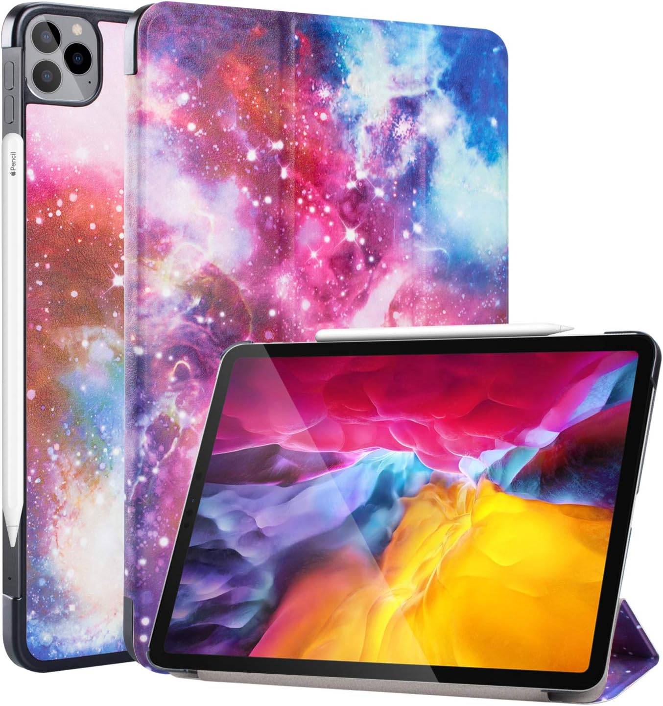Neepanda Case for New iPad Pro 11 2020 2nd Generation, [Support Apple Pencil Charging] Slim Lightweight Smart Tri-Fold Stand Case for iPad Pro 11 inch 2nd Gen 2020 Released, Auto Wake/Sleep,Galaxy