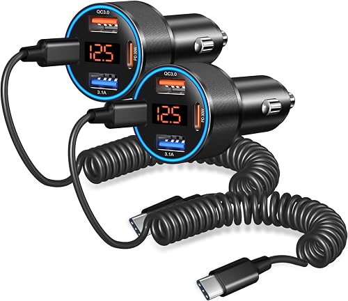 65W 4-Port Super Fast Car Charger Type C for Samsung S26 S25 S24 S23 Ultra