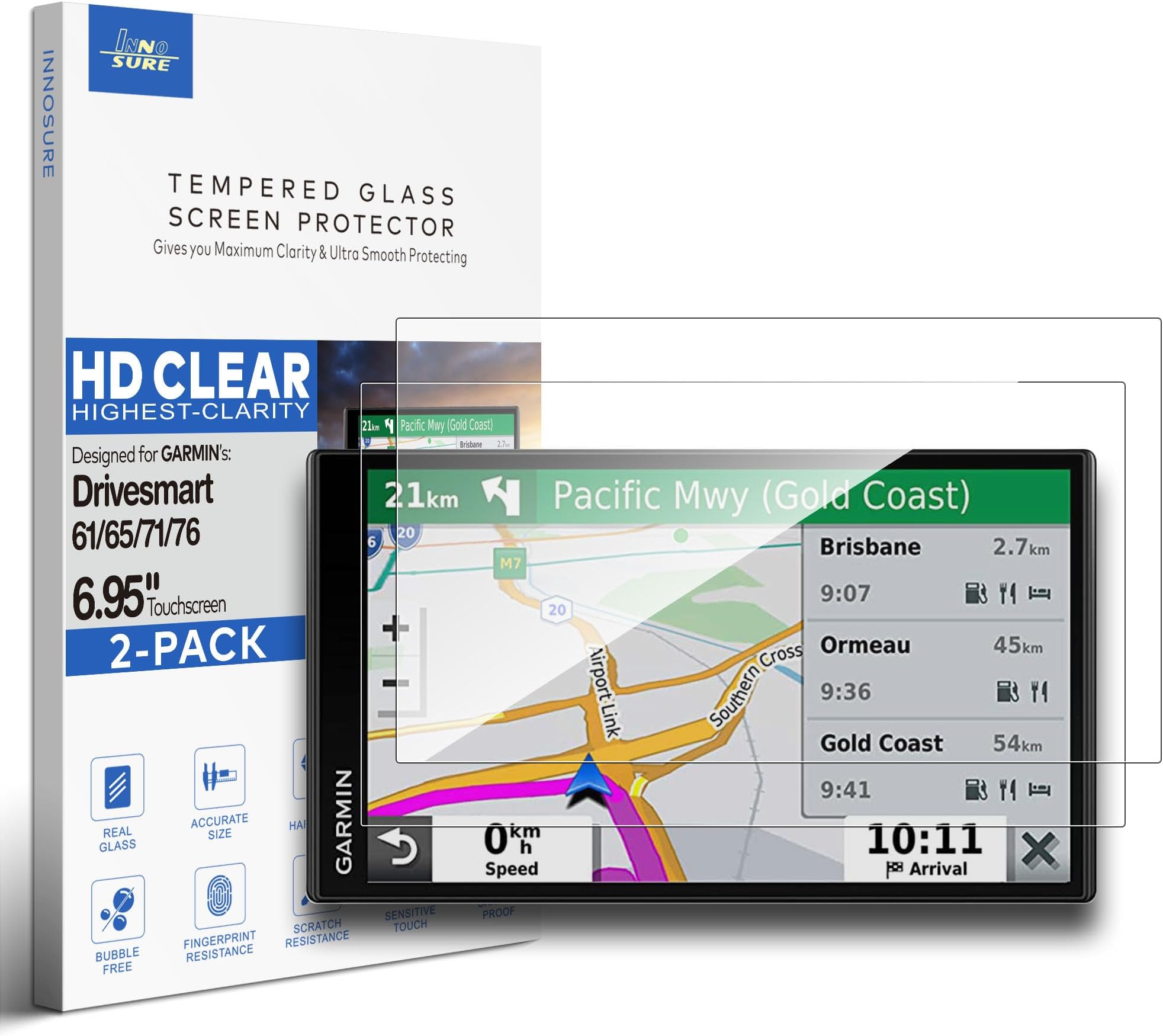 [2-PACK] Tempered Glass Screen Protector for Garmin DriveSmart 61 65 71 76 6.95"/7" Touchscreen Anti Scratch (HD Clear)