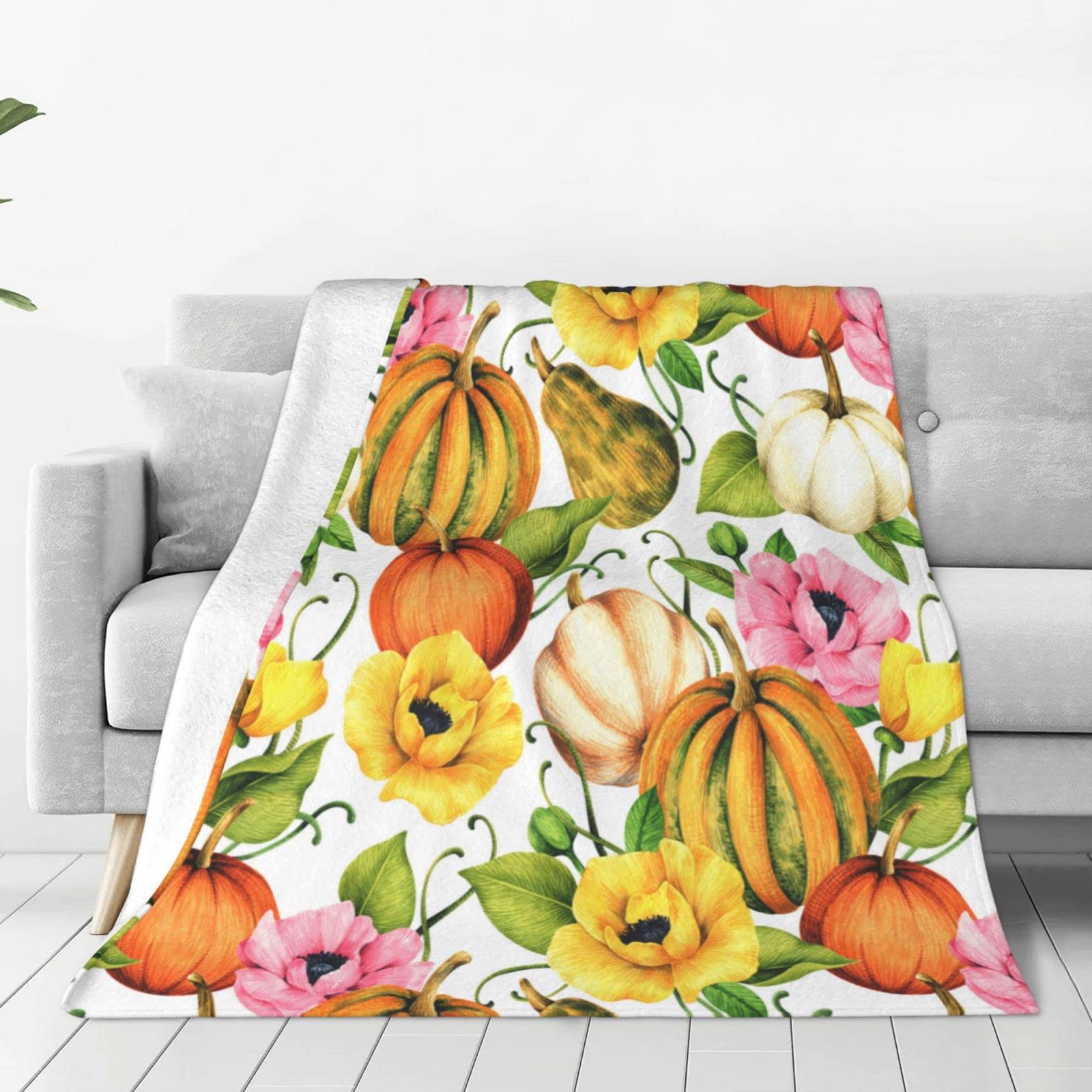 Amazon.com: Fall Pumpkins Throw Blanket Cozy Soft Autumn Thanksgiving  Blanket for Couch Sofa Chair Bed Fuzzy Thermal Fleece Travel Blankets 60 X  50 in Home Holiday Decoratives : Home u0026 Kitchen