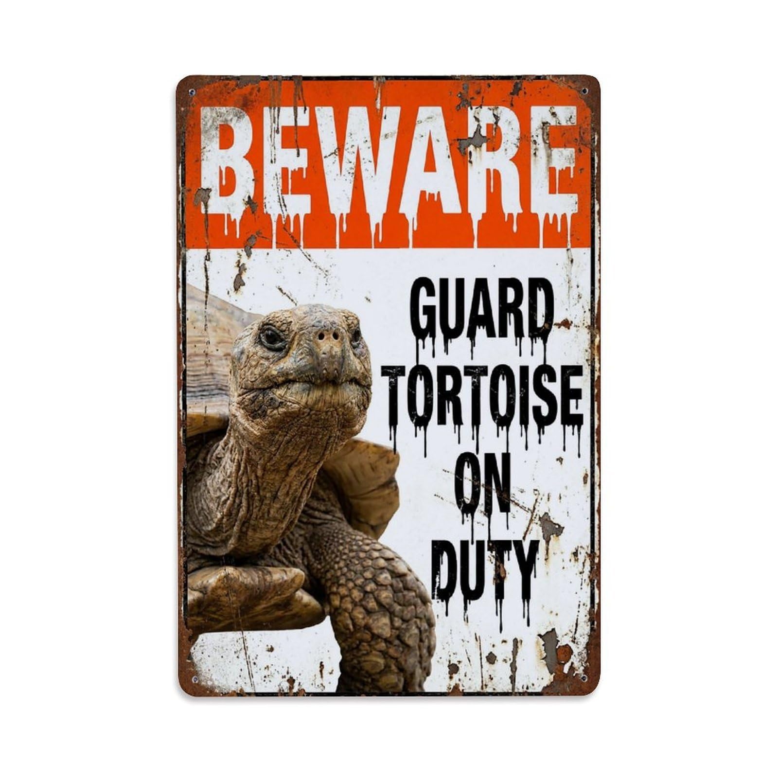 Vintage Funny Tortoise Guard Beware of Pet Room Metal Tin Sign Plaque Wall Decor for Cafe, Club Bar, Office, Garden Metal Poster 8x12Inch