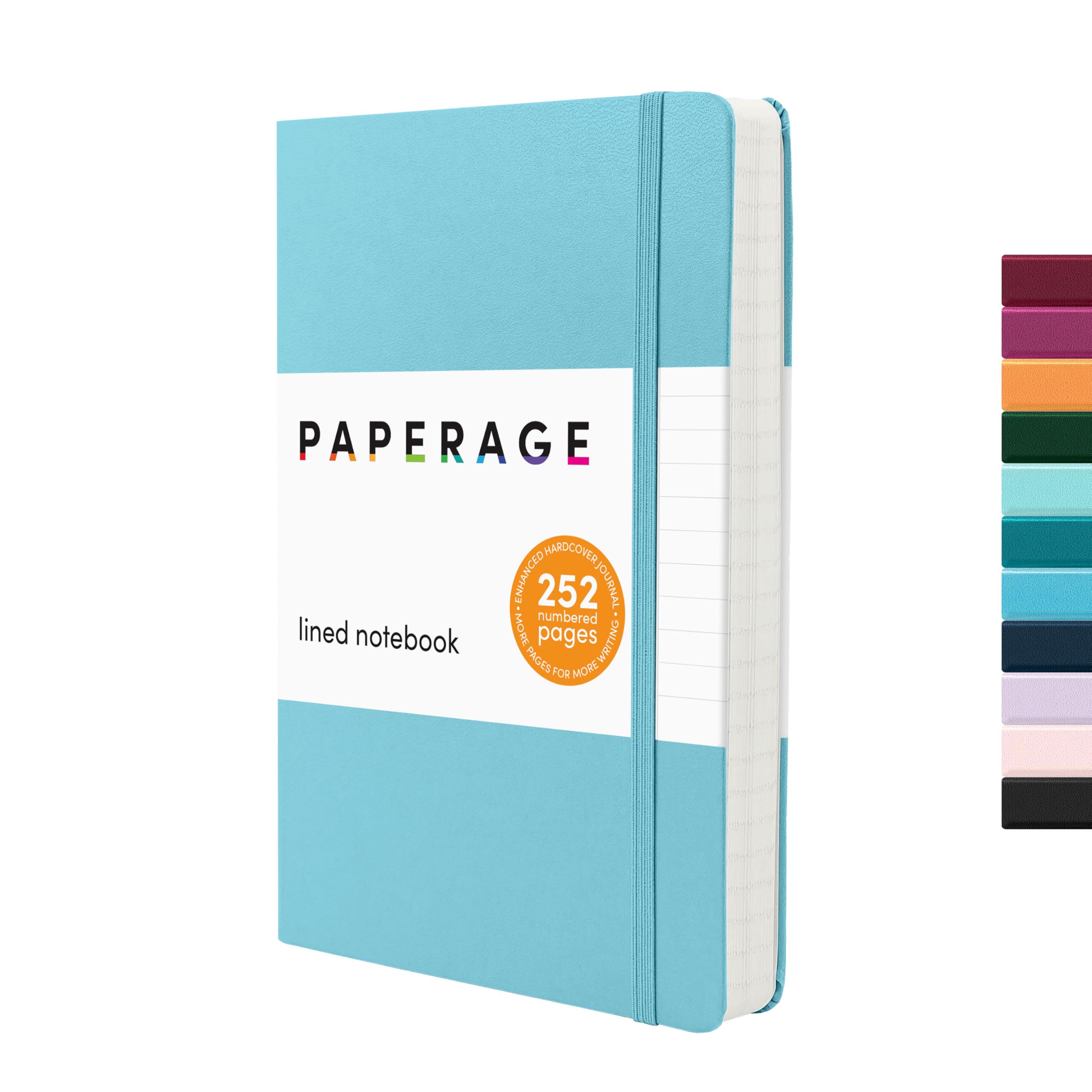 PAPERAGE Lined Journal Notebook, (Sky Blue), 252 Pages, Medium 5.6 in x 8 in - 100 GSM Thick Paper – Hardcover Journaling Notebook for Work, School &
