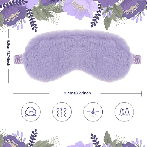 Miniatura 3 de RAYNAG Paquete de 4 cubrebocas de felpa suave para dormir con los ojos vendados para regalo de pijamas recuerdos de fiesta de cumpleaños tela sedosa