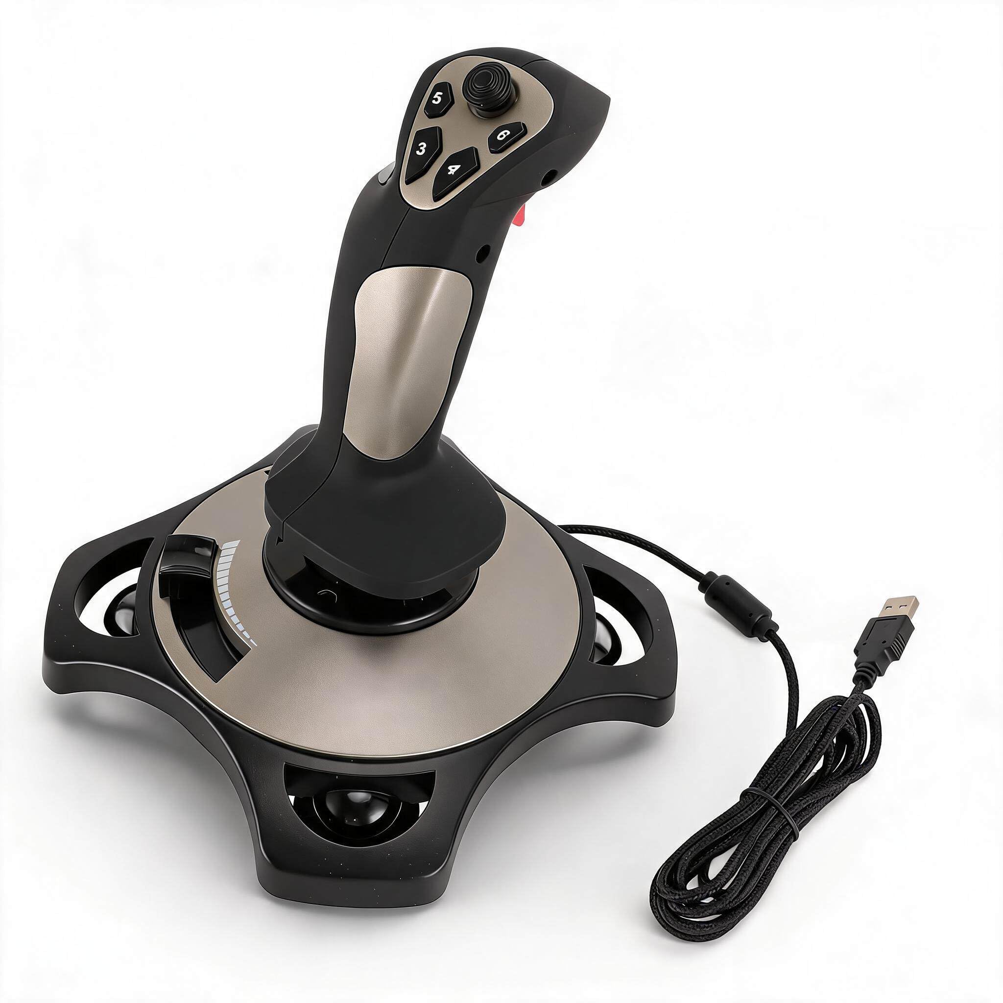 Dpofirs Joystick de Vuelo para PC, Joystick Simulador de Vuelo con Vibración y Acelerador, 12 Botones Programables, 4 Ejes, Plug and Play, para Computadora Portátil con PC