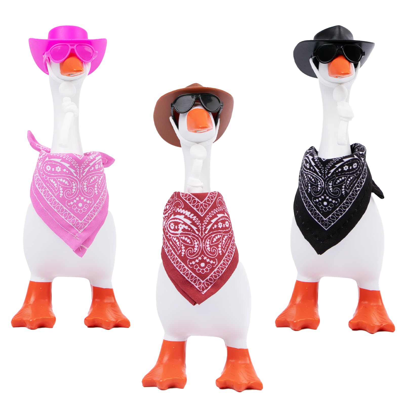 3 Set 7inch Desk Goose Outfits Mini Cowboy Hat with Scarf Sunglasses – Western Cowboy Small Desk Goose Outfits Cowboy Hat Accessory Mini Porch Goose