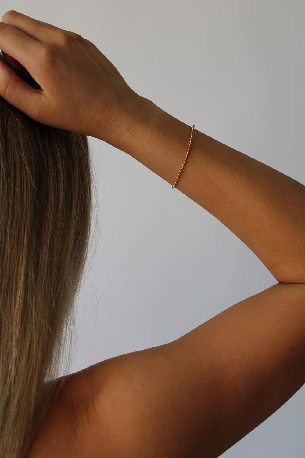 Beaded Gold Bracelet Set – 18K Gold Plated Adjustable 2mm Bracelets for Women – Dainty Stackable Jewelry, Hypoallergenic, Tarnish-Resistant, Elegant Gift for Her image 5