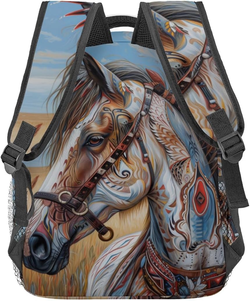 Native American Horse Backpack Travel Backpacks Laptop Rucksack,School Bookbag for Women Kids Boys Girls,Western Back Pack Accessories Bags,Ideal Gifts for Work, Outdoor Adventures - Image 4