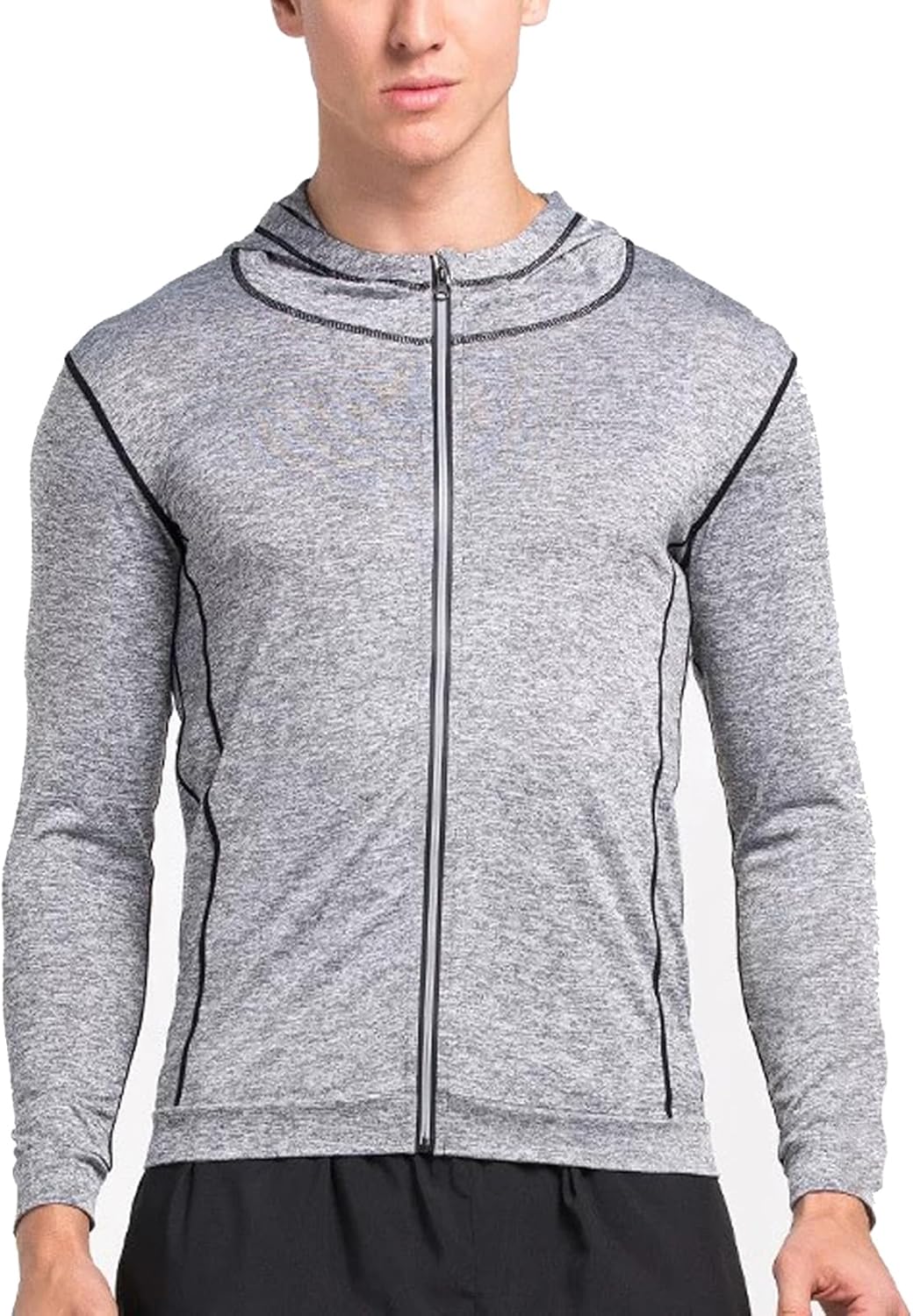 Men Athletic Hoodies Long Sleeve Running Sweatshirt with Zipper Slim Fit T-shirts for Running Gym Training - Image 2