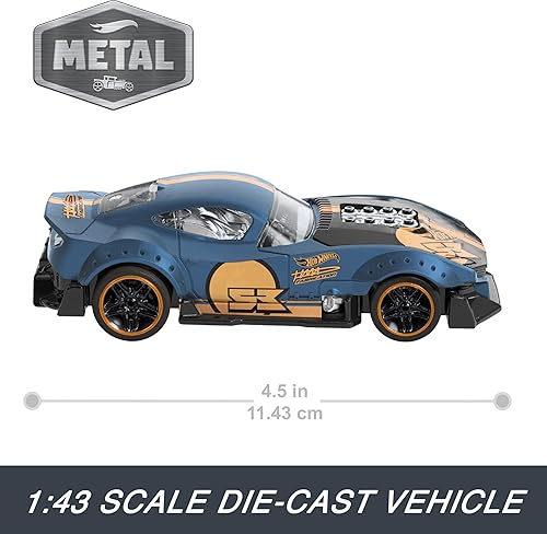 Miniatura 4 de Hot Wheels Juego de 2 autos de juguete a escala 143, tira de autos hacia atrás y libera, alto rendimiento, coleccionable, con motor o puerta o capó