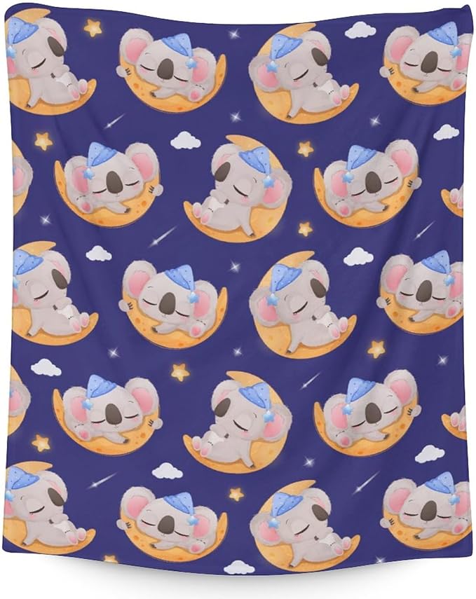 Koala Blanket Gifts - 60"x80" Cute Throw for Women, Girls - Purple Soft Fuzzy Blankets for Bed, Couch & Living Room