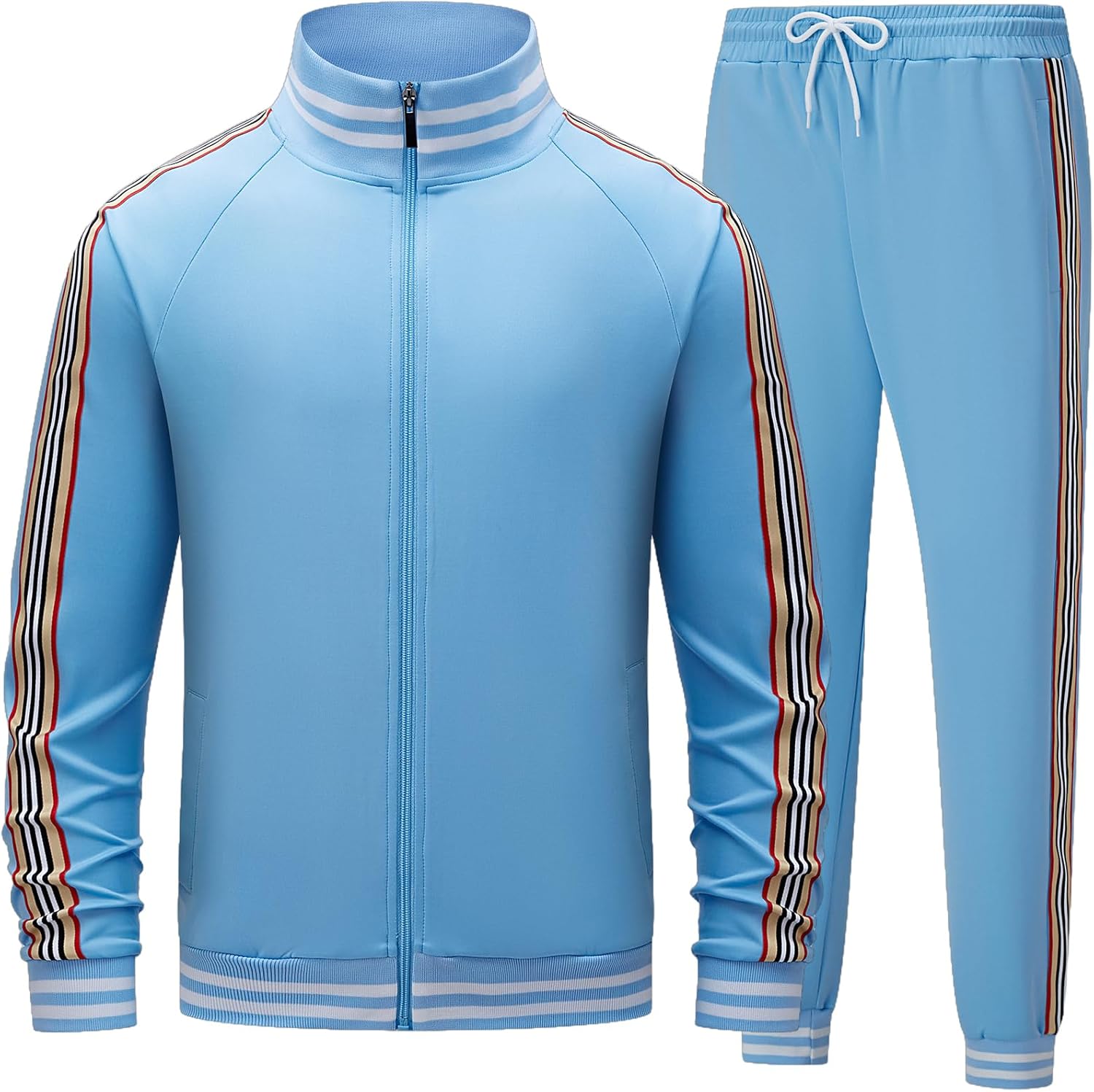 Men’s Track suits Sets Long Sleeve Full-zip Sweatsuit Active Jackets and Pants 2 Piece Outfits