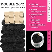 Vista 105 de Lashey Extensiones de Cabello Humano con Cinta Adhesiva Negro Natural 100% Remy Cabello Humano Liso Extensiones de Cabello con Cinta Largas de 24