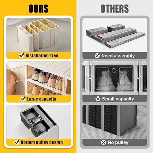 Miniatura 6 de Caja de almacenamiento plegable, organizador de zapatos apilable transparente con tapas, armario grande de 6 capas para zapatos