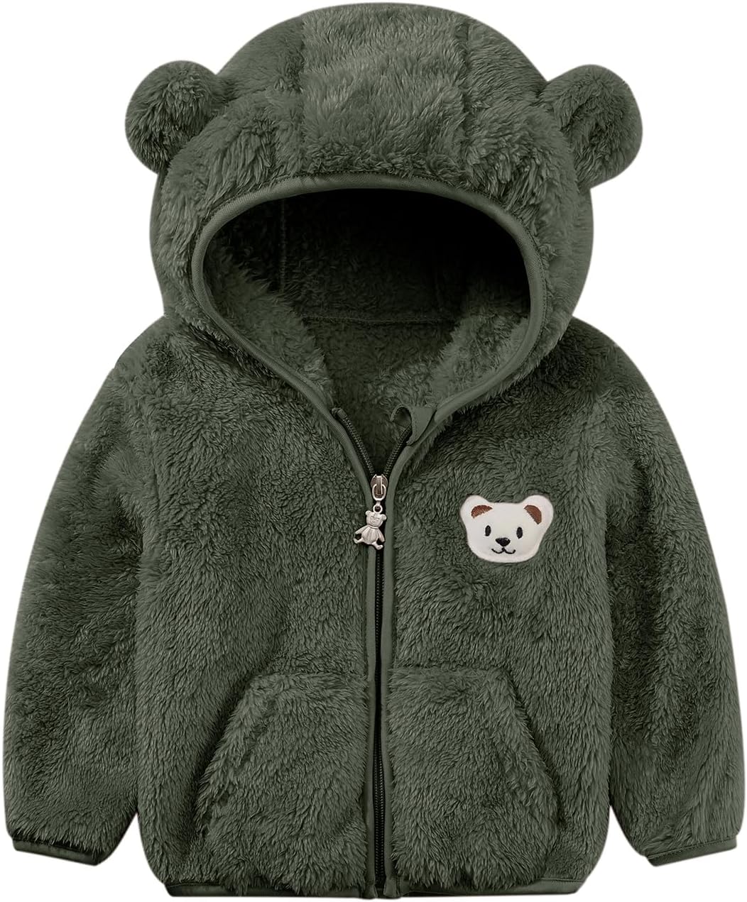 Baby Boys Girls Fleece Jackets Zip Up Hoodies Cute Bear Coats Fall Winter Fuzzy Jacket Newborn Boys Girls Outwear
