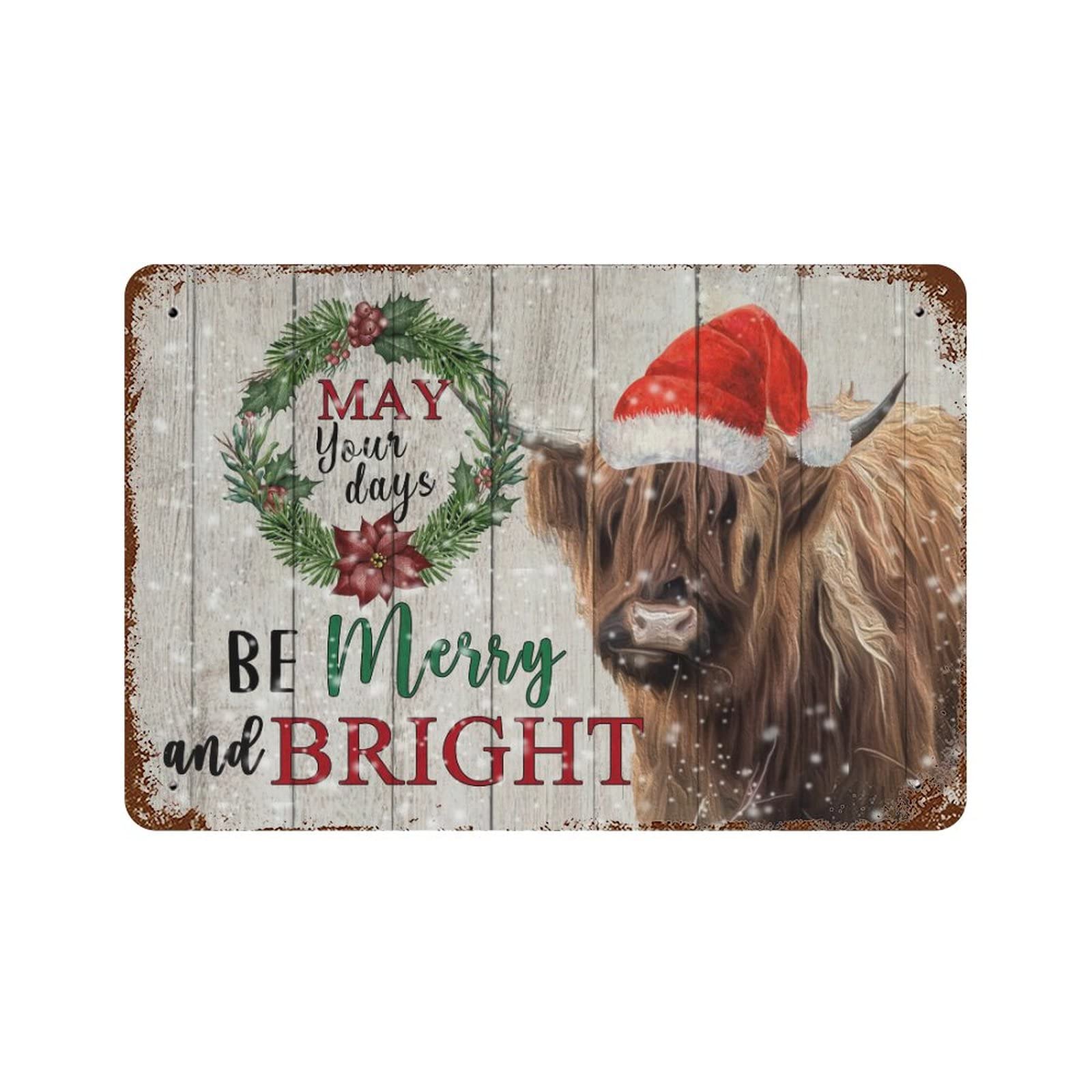Décoration de Noël durable en aluminium rigide, panneau rustique animaux de la ferme