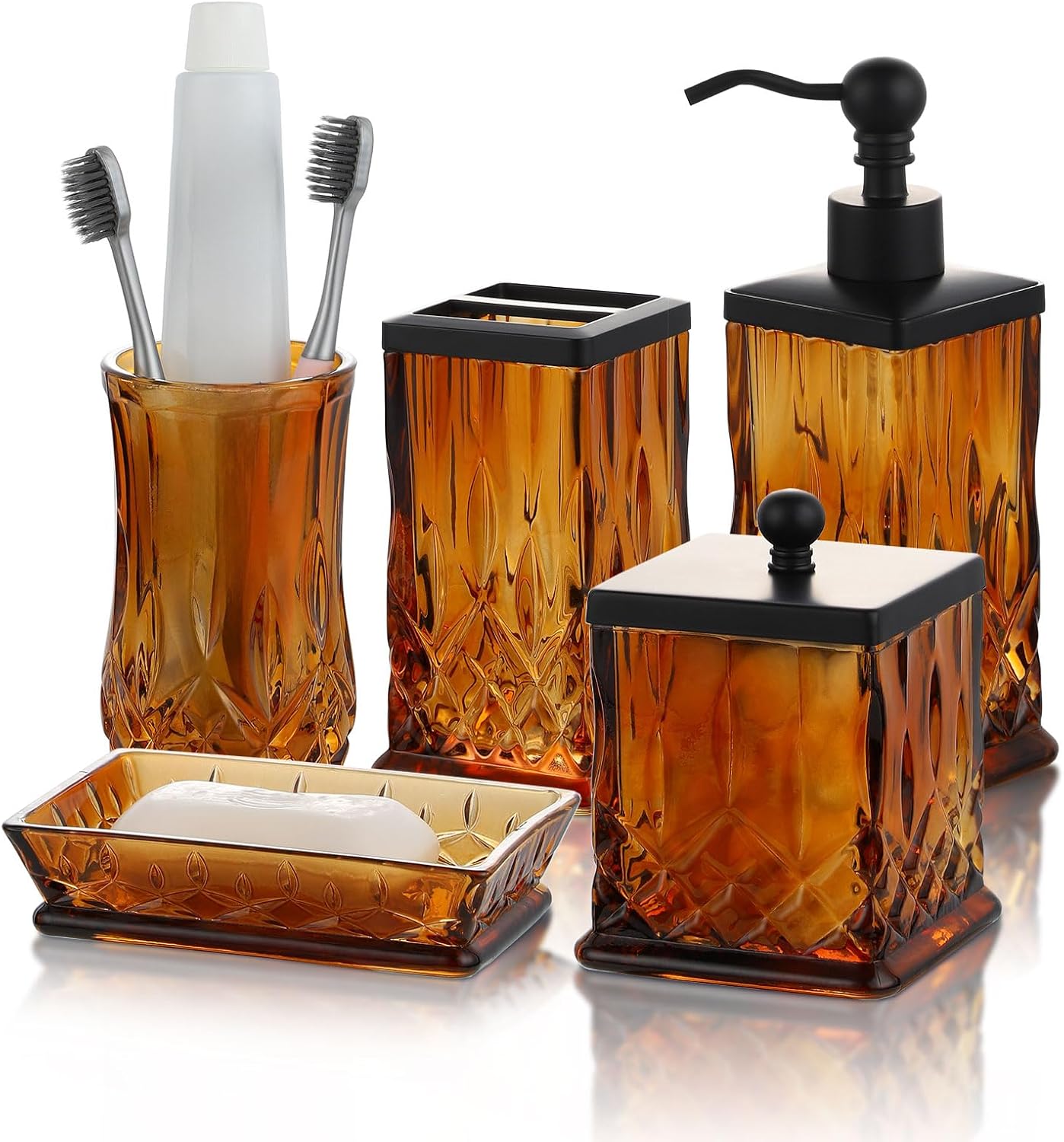 PYZXHOME Glass Bathroom Accessories Set Luxury 5 Pc