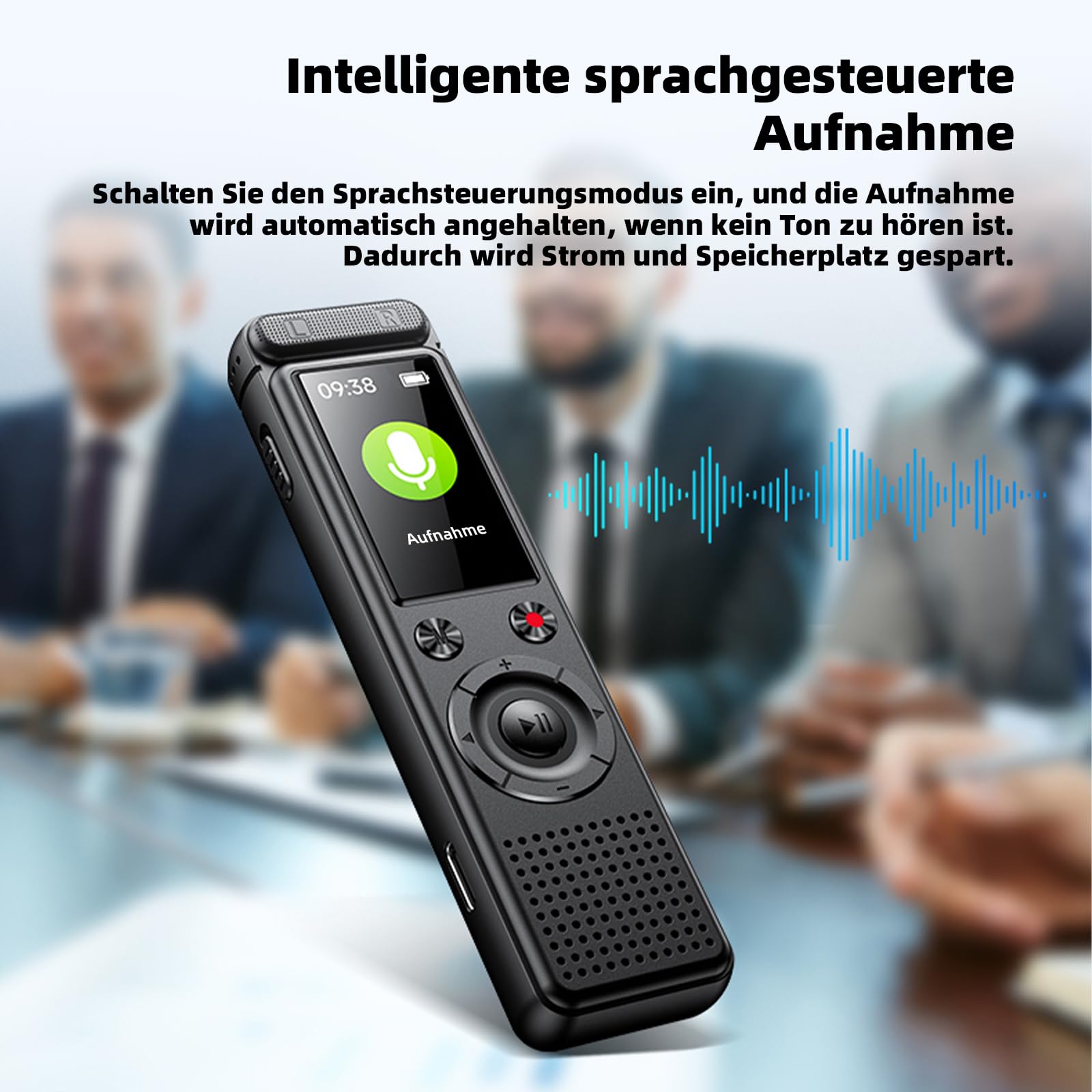 Diktiergerät, 64 GB Speicher, Passwort Entsperrung, Mit MP3 Player Voice Recorder, USB Rechargeable Diktiergerät Mini,Für Meetings und Interviews, Aufnahmegerät Mit Mikrofon