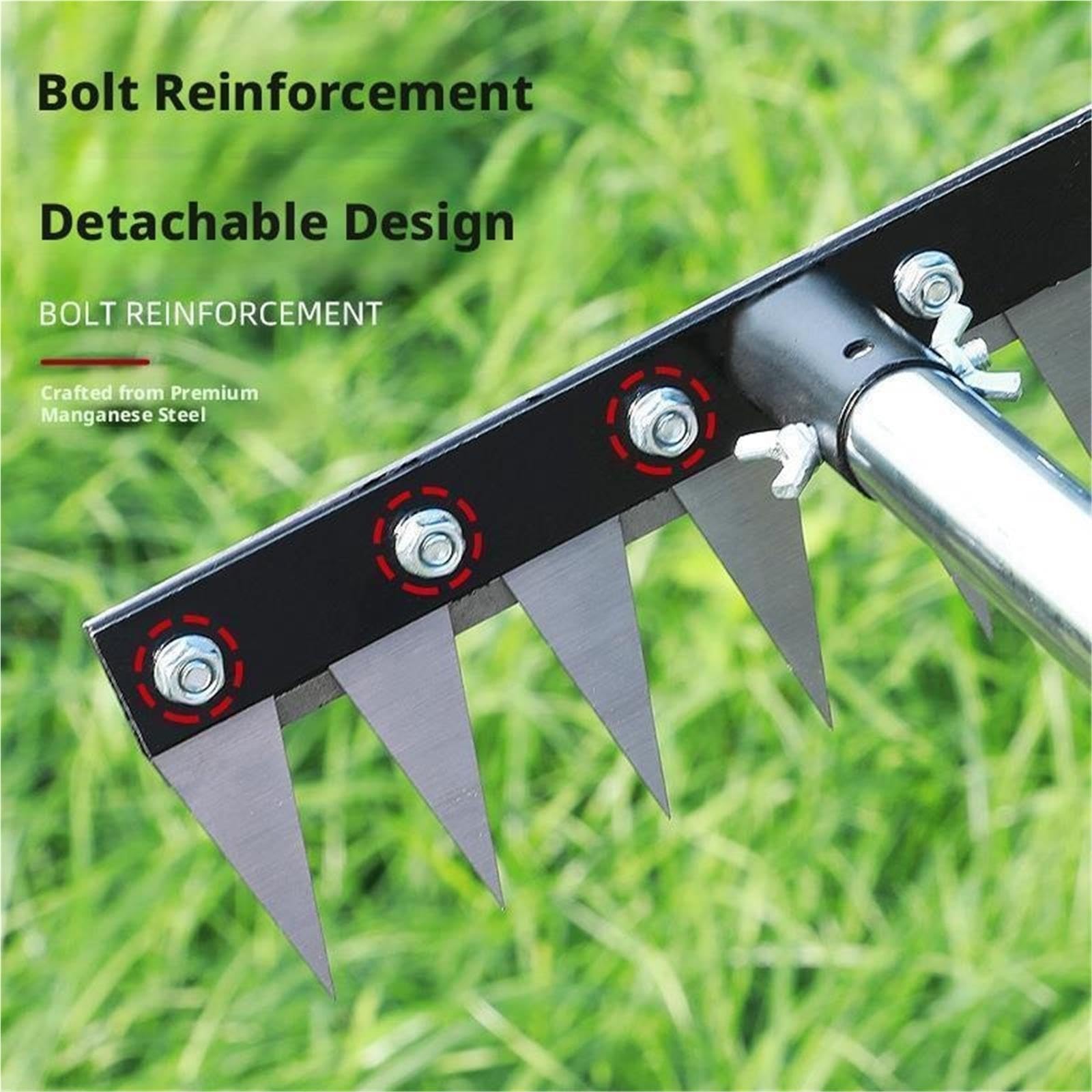 Rastrello for prato resistente, 8 denti, manico regolabile, strumento for allentare il terreno in acciaio inossidabile for giardino