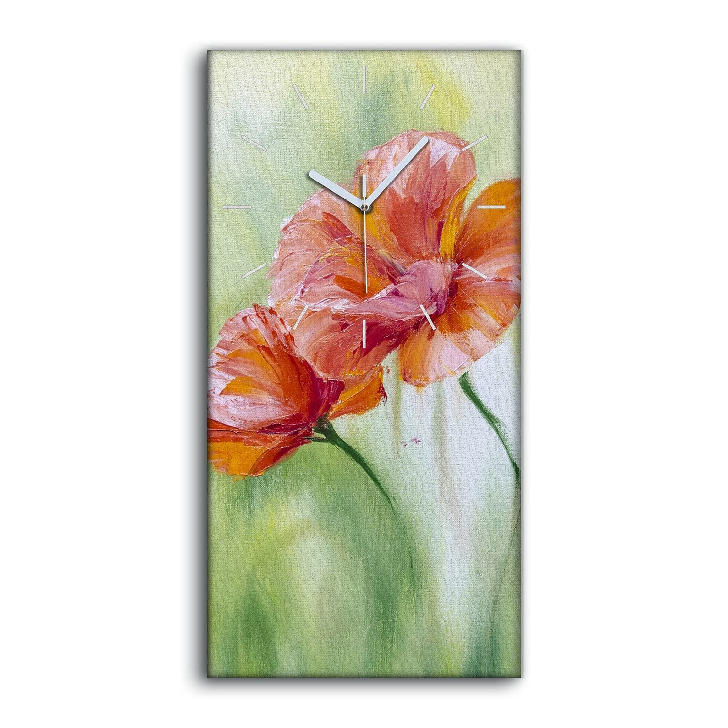 Horloge sur Toile Fleurs et Plantes 30x60cm pour Salon et Chambre Silencieuse