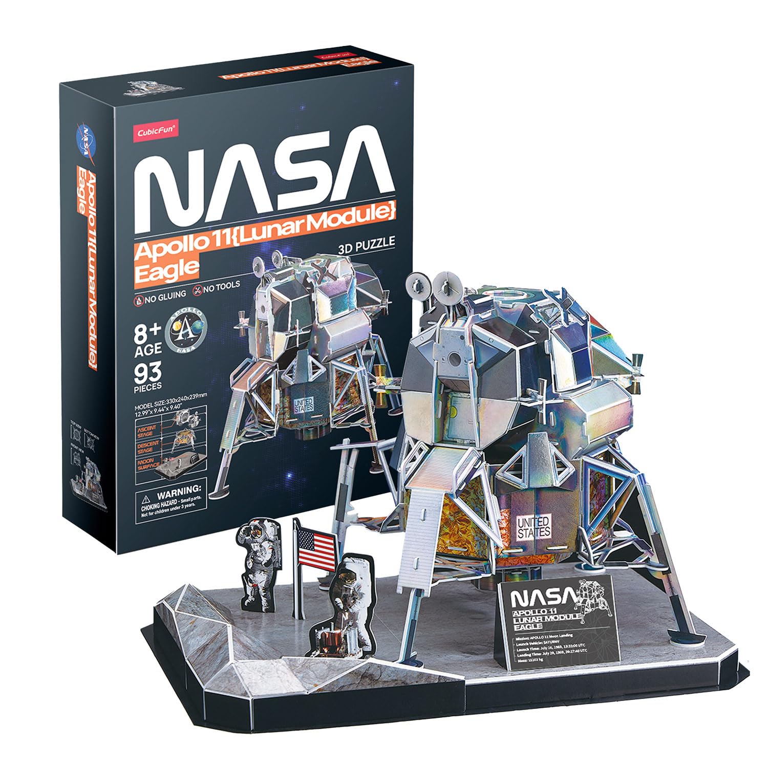 Party townPuzzle 3D Lunar Eagle Lunar Eagle Puzzle Children from 8 Years | 3D Puzzle Adults | Model Kit Adults | 3D Puzzle for Children | 93 Pieces | 3D Puzzle