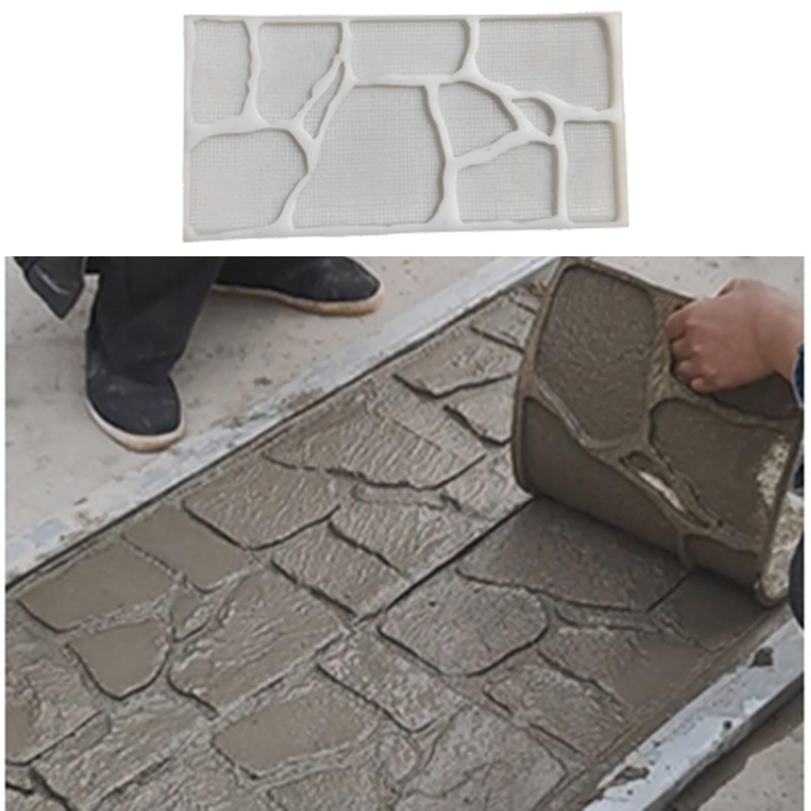 Reusable Concrete Stamping Mats, Irregular Flagstone Texture Tools for Cement Path Molds (4pcs)