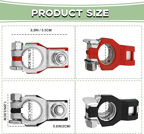 Miniatura 2 de 1 par de conectores de terminal de batería para Nissan - Compatible con NissanRogueMaximaMuranoSentra, terminales de batería positivos y negativos