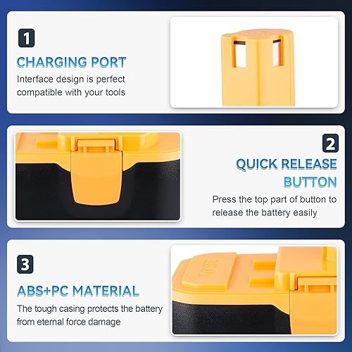 Miniatura 3 de VINIDA Paquete de 2 baterías de repuesto de 4.8Ah Ni-Mh P100 para Ryobi 18V batería P100 P101 P190 ABP1801 ABP1803 BPP1820