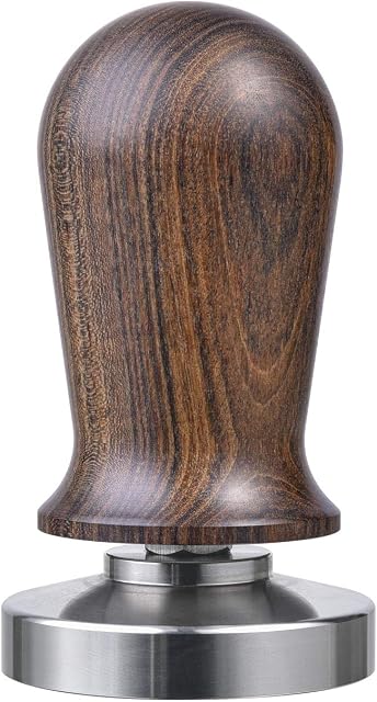 53mm Calibrated Espresso Tamper, MATOW Calibrated Coffee Tamper with Spring Loaded Wooden Handle Stainless Steel Flat Base, Professional Barista Espresso Hand Tamper (Wood Handle, 53mm Tamper)