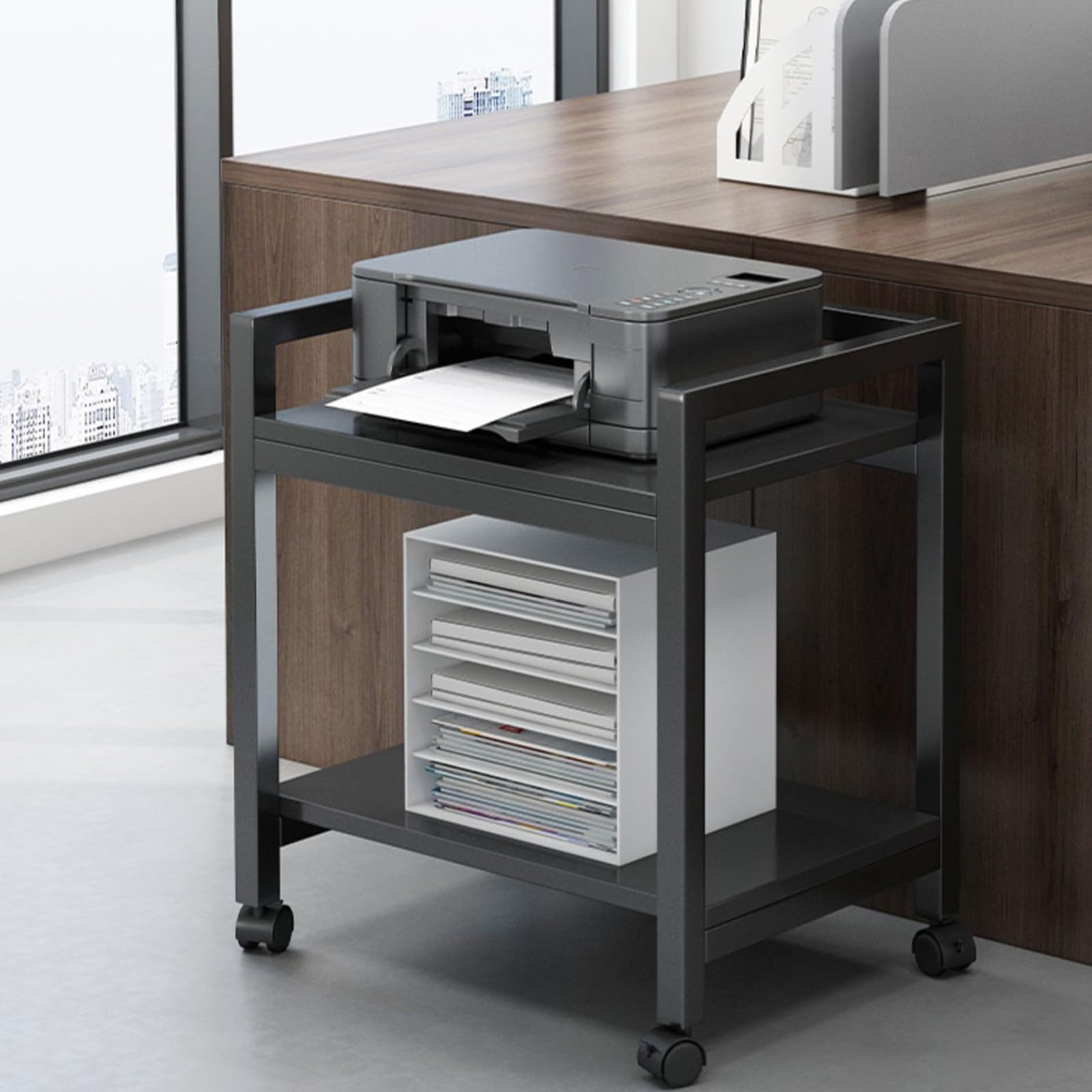 Meuble rangement multimédia roulettes support AV moderne composants HiFi salon