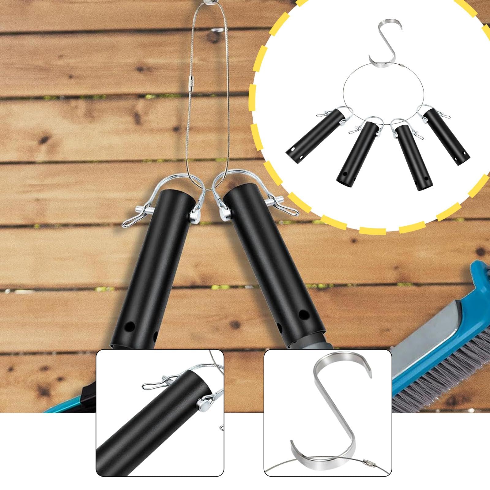 Fenteer 2 Pièces Support Outils Piscine Organisateur Rangement Accessoires Crochet Acier Carbone Fonction Accroche Convient pour Entretien Piscine Rangement E, 4 Pièces
