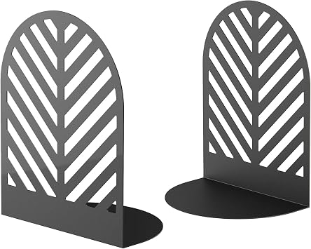 QiMing Leaf Bookends for Books,1 Pair Metal Book Holders for Office Shelves Adults & Kids Gift
