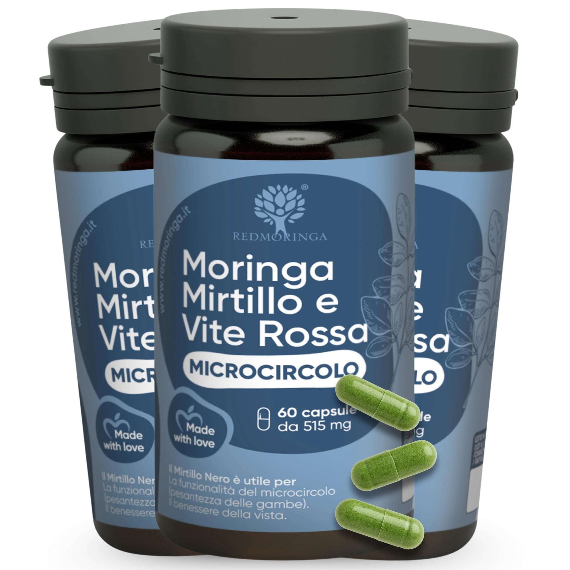 Integratore Microcircolo Gambe Mirtillo Nero e Vite Rossa con Moringa BIO - NUOV