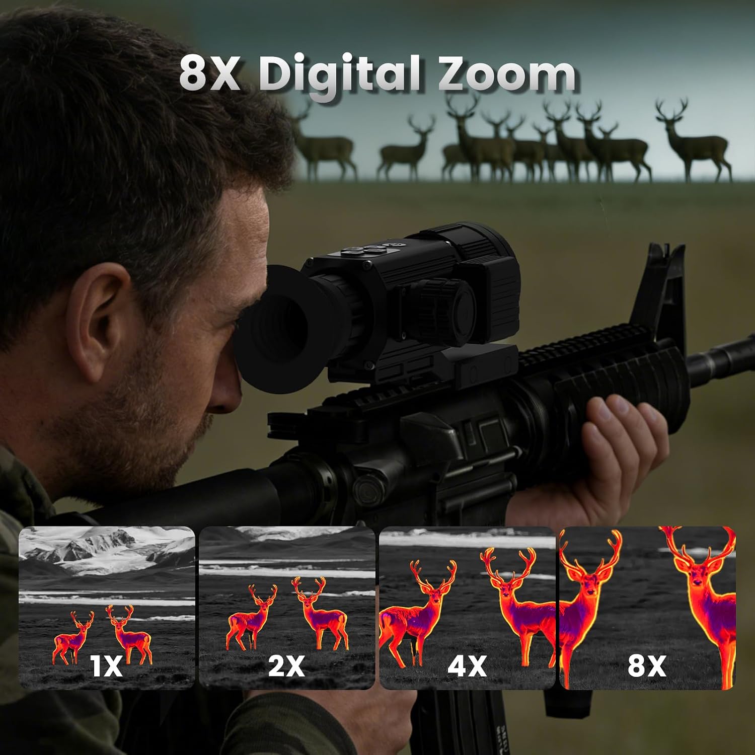 SG-Multi 1000m+ LRF Lens Thermal Imaging Riflescope for Hunting,Ballistic Calculator, NETD<20,12μm Pixel Pitch,12+ Hours, IP66+ Rugged Thermal Scope