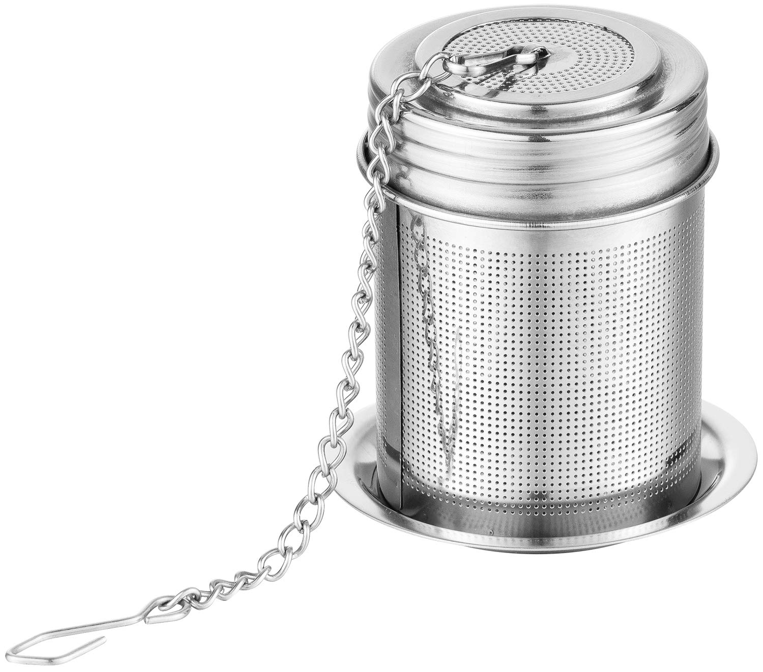 TEEMADE Tea Filter,Cooking Infuser with Extra Fine Mesh Tea Ball Strainers Threaded Connection 304 Stainless Steel with Extended Chain Hook to Brew