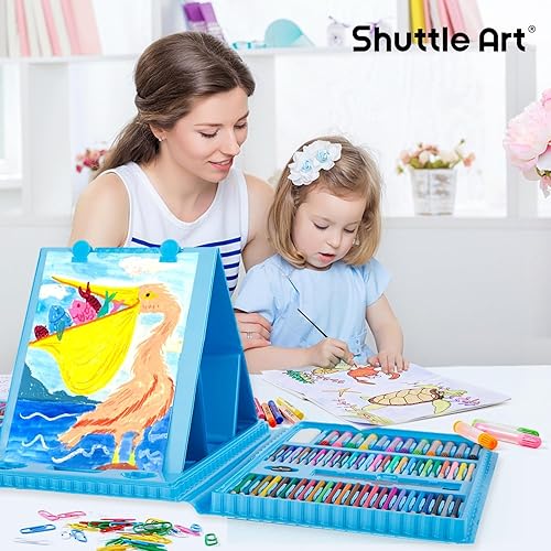 Miniatura 8 de Shuttle Art Juego de arte para niños de 335 piezas, suministros de arte multimedia, kit de arte de regalo con caballete triple, 2 blocs de dibujo, 2