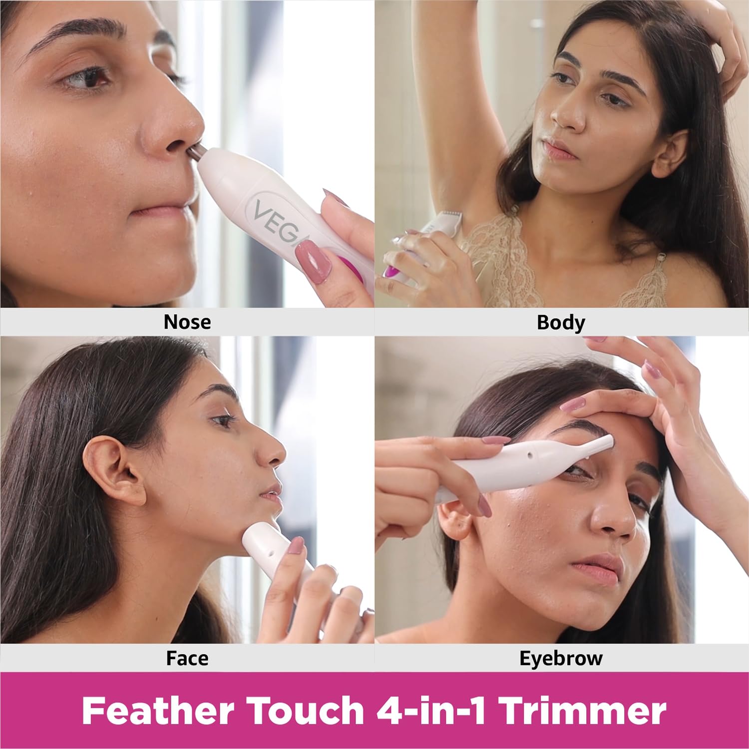 VEGA 3 in 1 Hair Styler, Straightener, Curler & Crimper (VHSCC-01), Black & Feather Touch 4-In-1 Trimmer for Women, Suitable for trimming Eyebrows, Nose, Face & Bikini Area (VHBT-03) 2