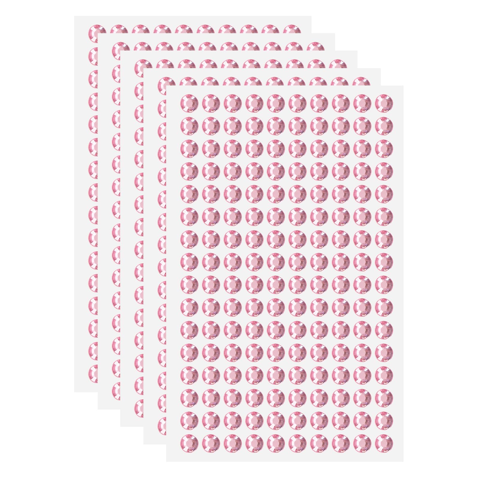 sourcing map 5 Sheet/800pcs Rhinestone Adhesive Stickers Self Adhesive Acrylic Gem Sticker 6mm Plastic Face Bling Gem Stones Jewel for Nail Art Craft Clothes DIY Makeup Decoration, Light Pink