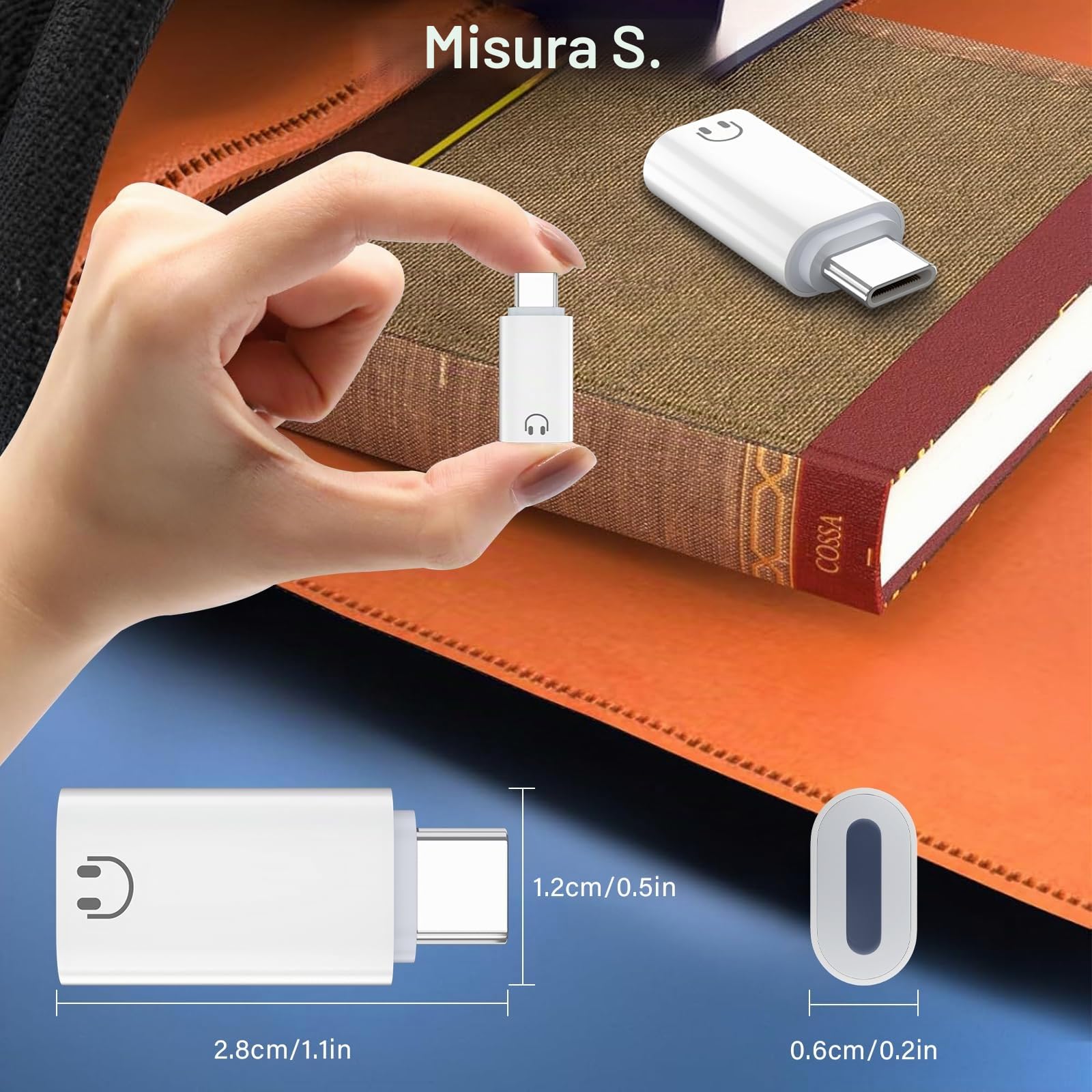 Adattatore audio USB C a Lightning per iPhone 17/16/15 Pad Air/Mini 6 Samsung, Hi-Fi, bianco