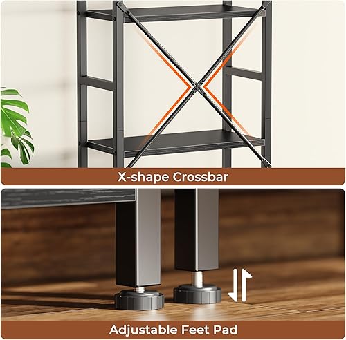 Miniatura 7 de SUPERJARE Estantería triple de 5 niveles, estantería con 14 estantes abiertos, estante ancho para el hogar y la oficina, color marrón rústico