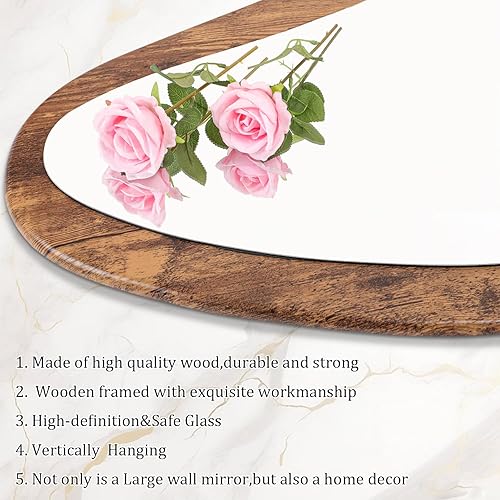 Miniatura 3 de AAZZKANG Espejos grandes con marco de madera de 47 x 20 pulgadas, espejo de pared irregular vintage de longitud completa asimétrico para baño,