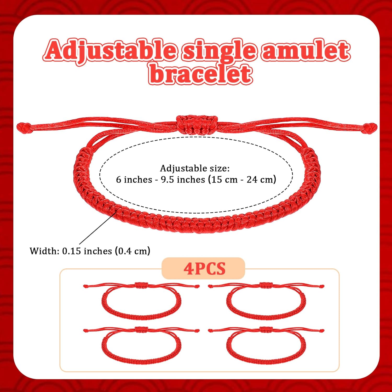 Red String Bracelet, Kabbalah Red Bracelets for Women Men, Waterproof Nylon Adjustable Protection Bracelet for Gift - Image 2