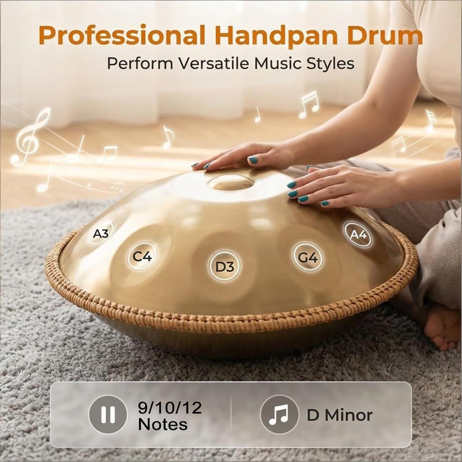 Ensembles De Tambours Handpan De 22 Pouces, 432 Hz/440 Hz, Ré Mineur, 9/10/12 Notes, Instruments De Percussion Handpan En Acier, Pour L'éducation Musicale Et Les Réunions De Famille