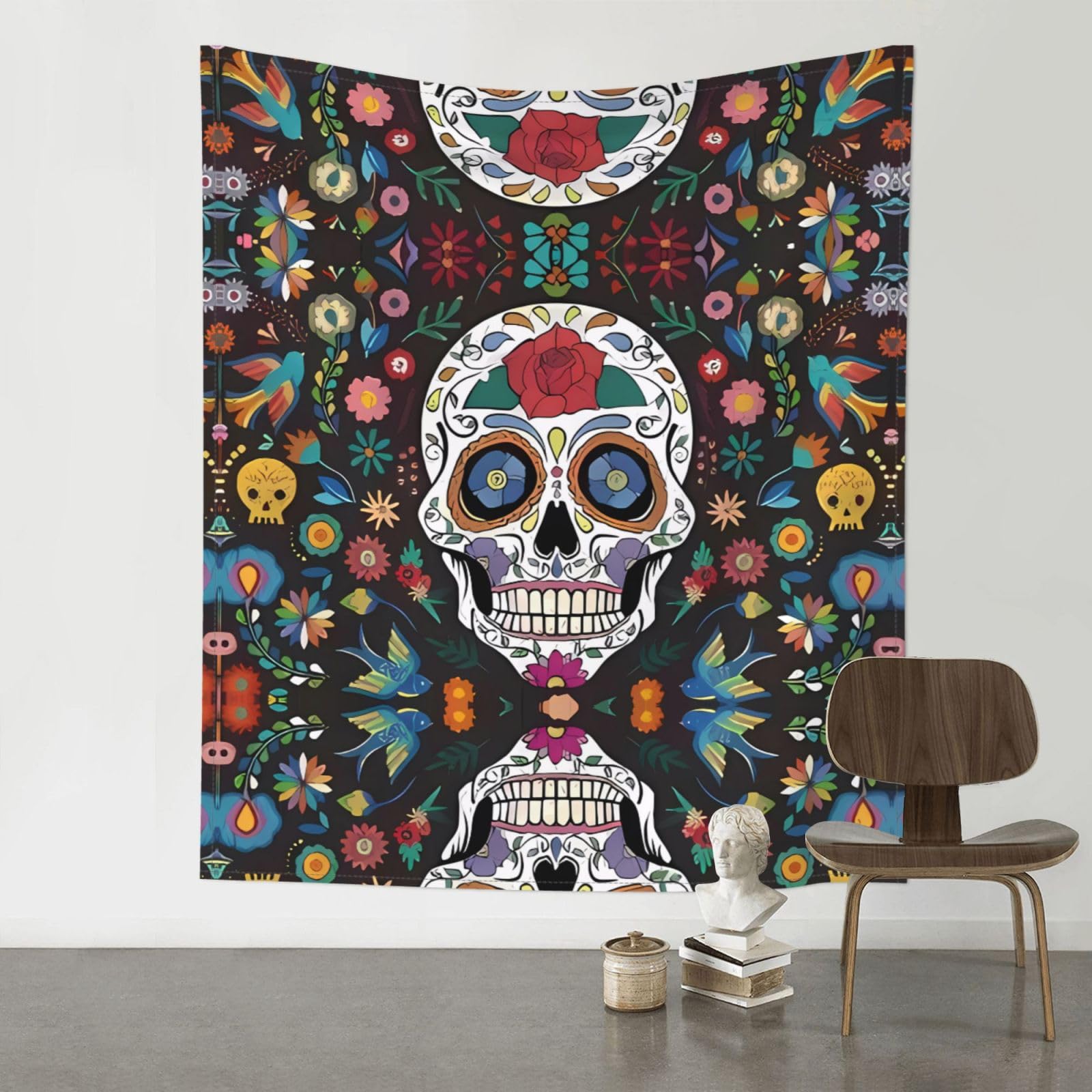 YYHWHJDE Day of The Dead Prints Wall Tapestry 60x51in - High-Grade Polyester Throw Blanket for Bedroom, Dorm, Beach & Picnic Decor