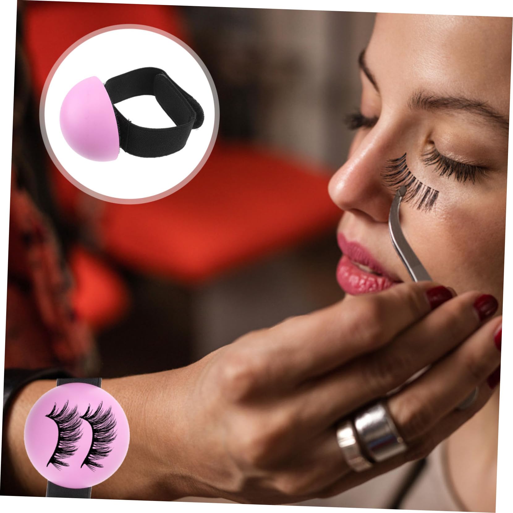 PLAFOPE Ergonomic Eyelash Grafting Board Lash Extension Pallet Tray Beauty Supply Lash Pad Pink Material