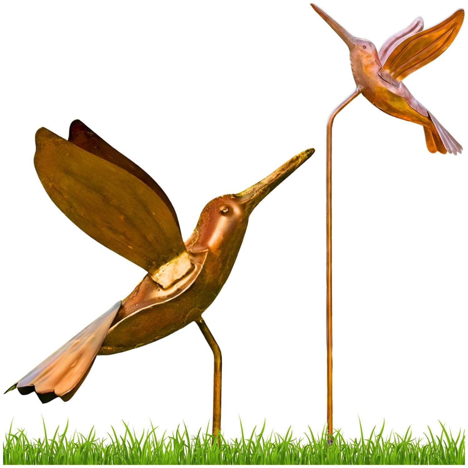 Ancient Graffiti Flamed Copper Hummingbird Garden Ornament