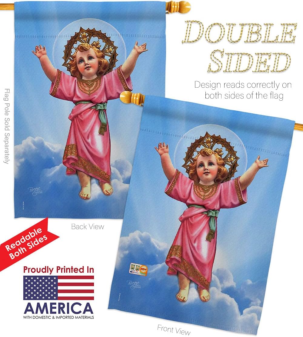 Divine Baby Jesus House Flag Dowel Set Religious Faith Hope Grace Peace Dove Christian Religion Easter Small Decorative Gift Yard Banner Double-Sided Made In USA 28 X 40
