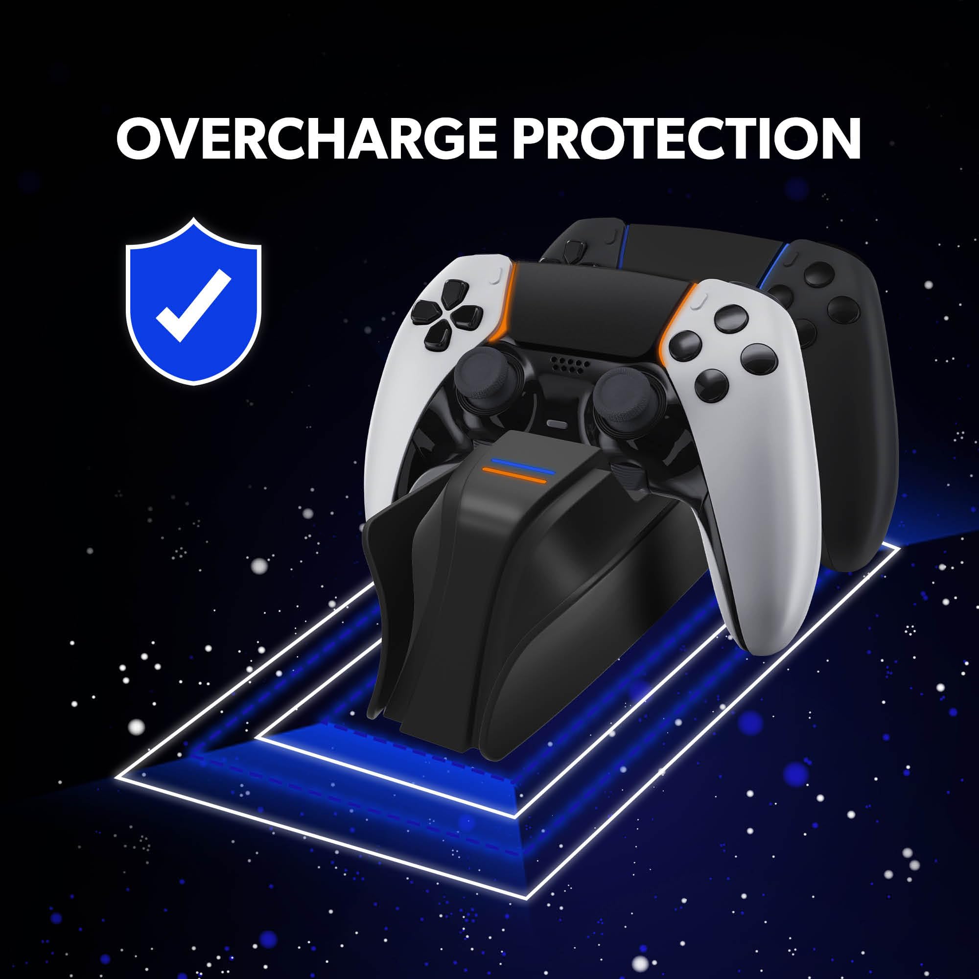 Snakebyte PS5 Twin:Charge 5 - PlayStation 5 Charging Station for DualSense Controller, Charger Kit for 2 Wireless Controllers Including Type-C Cable, LED Charge Status Display, PS5 Design, Black