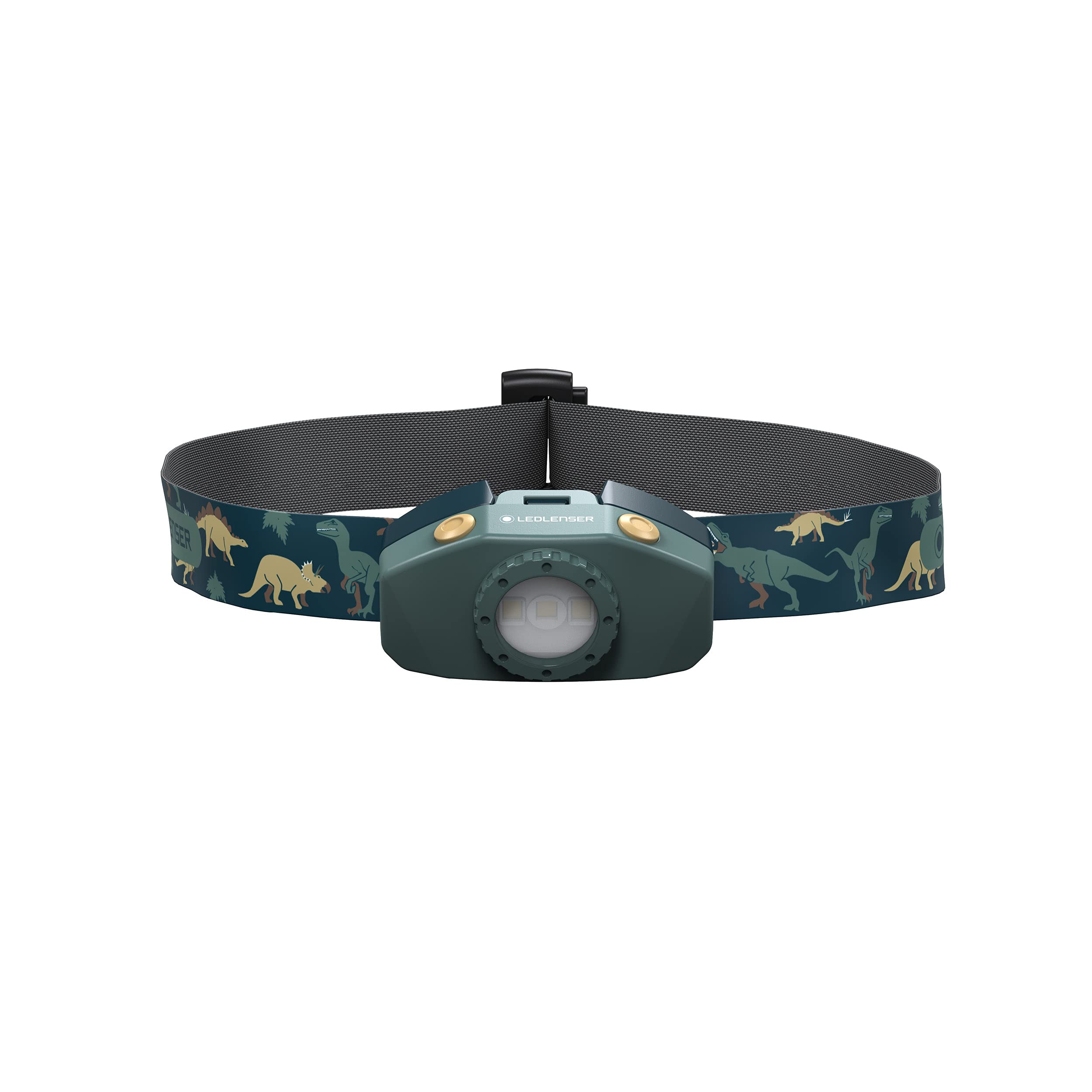Ledlenser KidLED2 - Linterna frontal LED para niños, diseño dinosaurio, funciona con pilas, 40 lúmenes, ideal para acampadas, paseos nocturnos y exploraciones al aire libre.