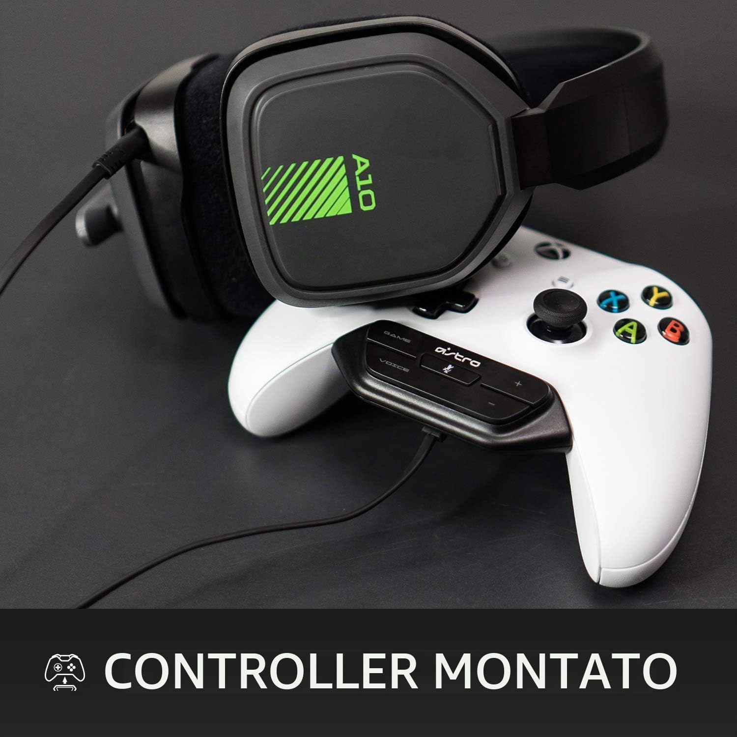 ASTRO Gaming A10 Cuffie Gaming Cablate e MixAmp M60 su Controller | ASTRO Audio, Dolby ATMOS, Controllo Bilanciamento Gioco/Voce, per Xbox Series X|S, Xbox One - Grigio / Verde